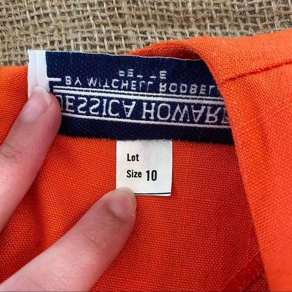 Bright Orange True Vintage 80s Jessica Howard Office Dress with a Linen Feel - Picture 13 of 13